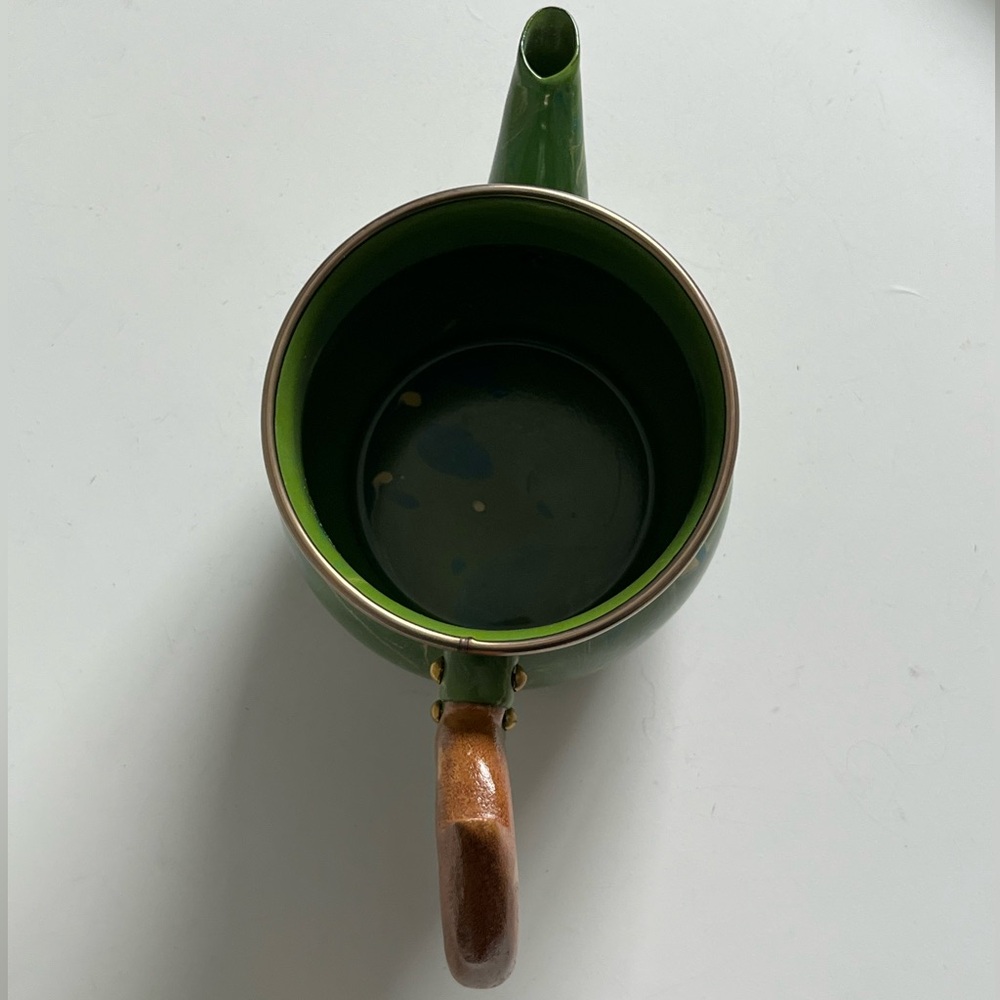 Vintage MacKenzie - Childs Victoria And Richard Green Enamel Teapot No Lid Woo - Picture 3 of 12